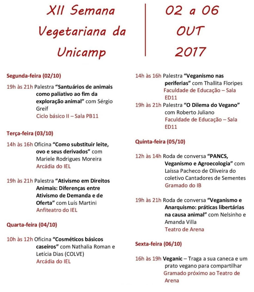 XII SEMANA VEGETARIANA DA UNICAMP